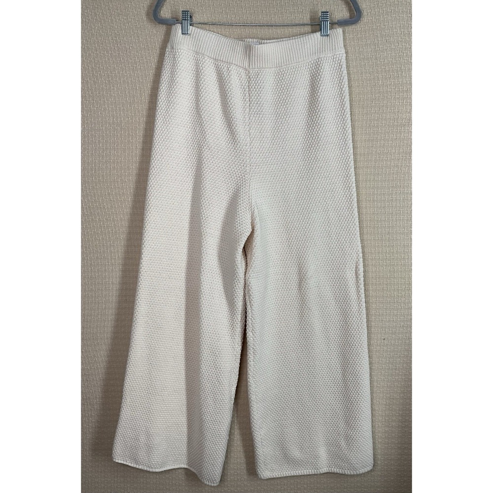 Sincerely Jules NWT Womens XL Sweater Waffle Knit Wide Leg Cream Pull On Pants
